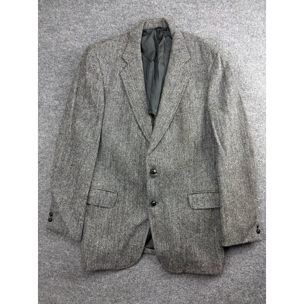 Vintage Harris Tweed Blazer Mens Medium Herringbone Wool Jacket Scotland 90s‎